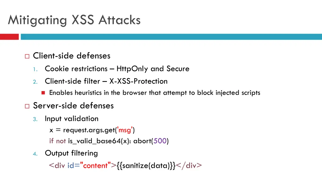 mitigating xss attacks