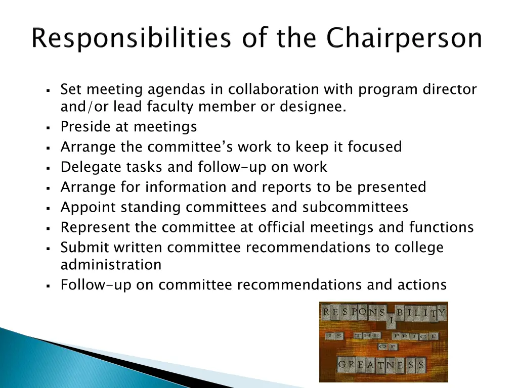 set meeting agendas in collaboration with program