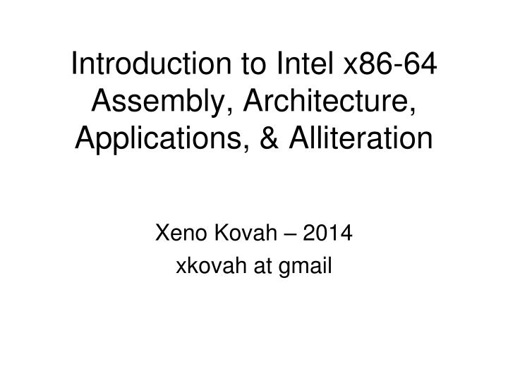 introduction to intel x86 64 assembly