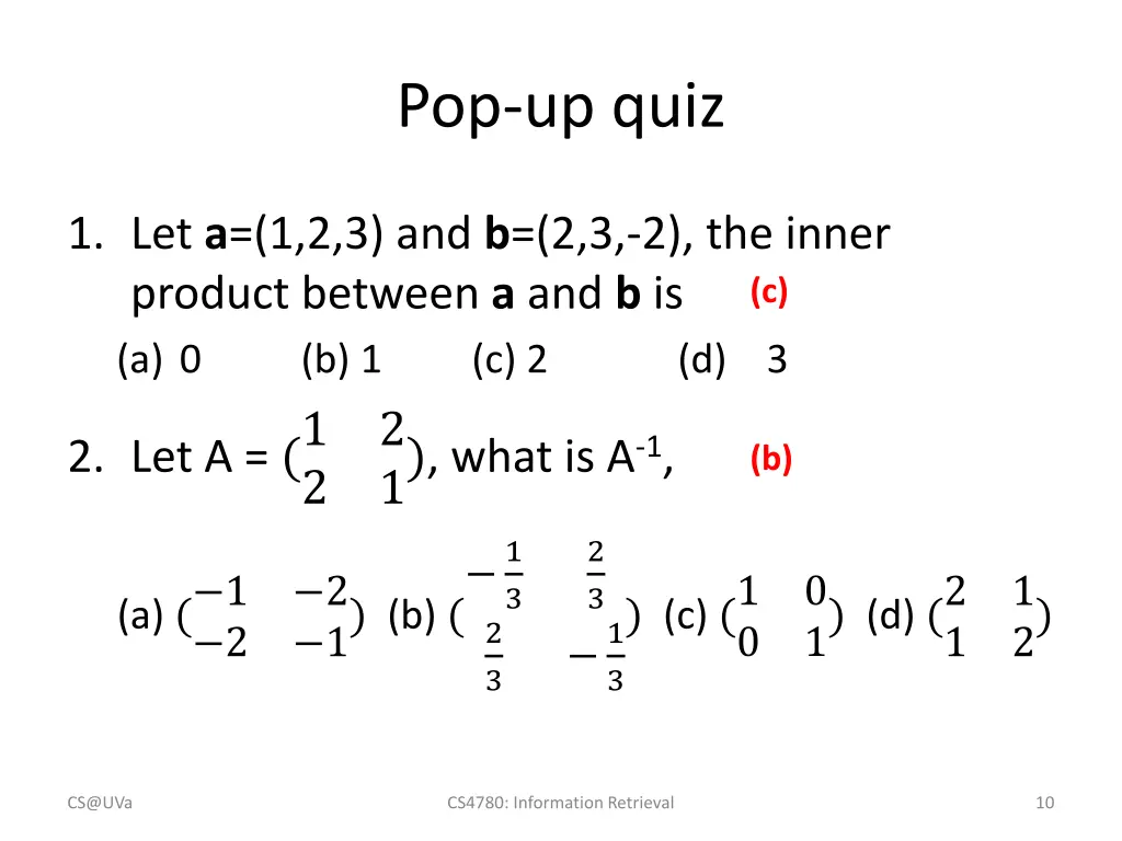 pop up quiz 2