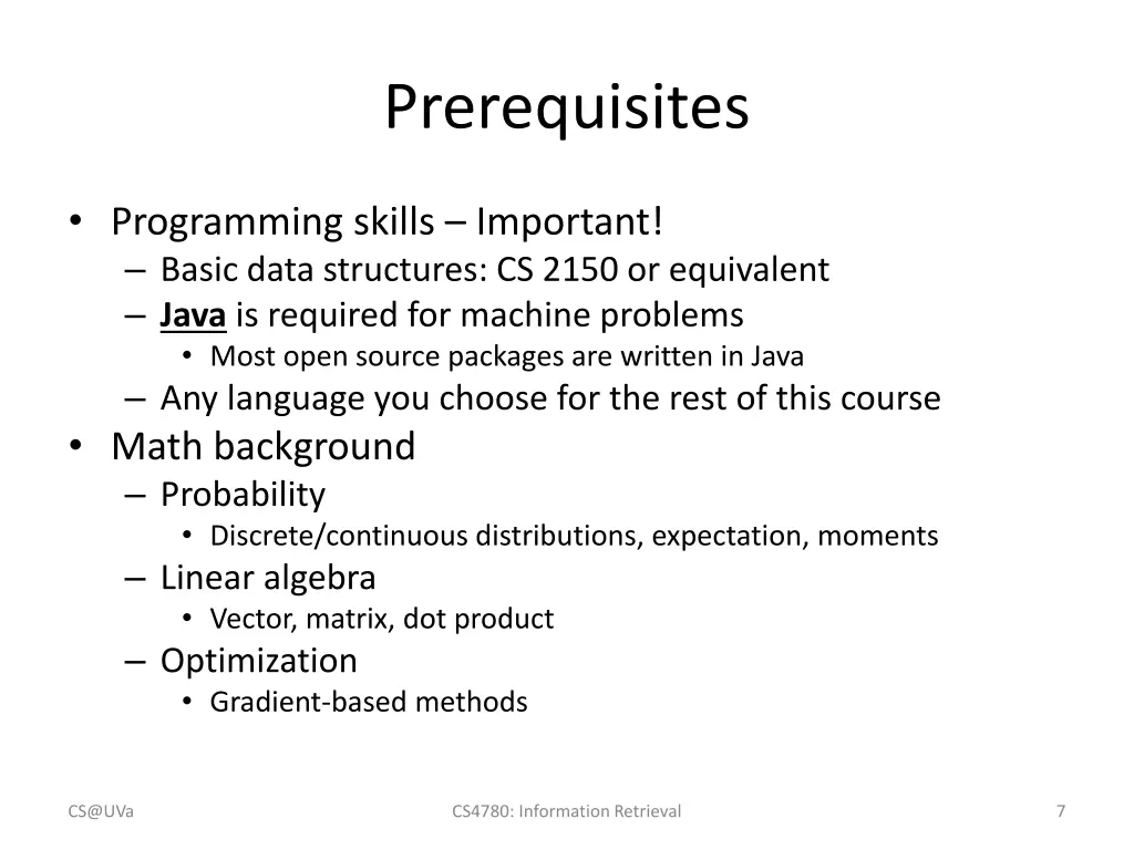 prerequisites