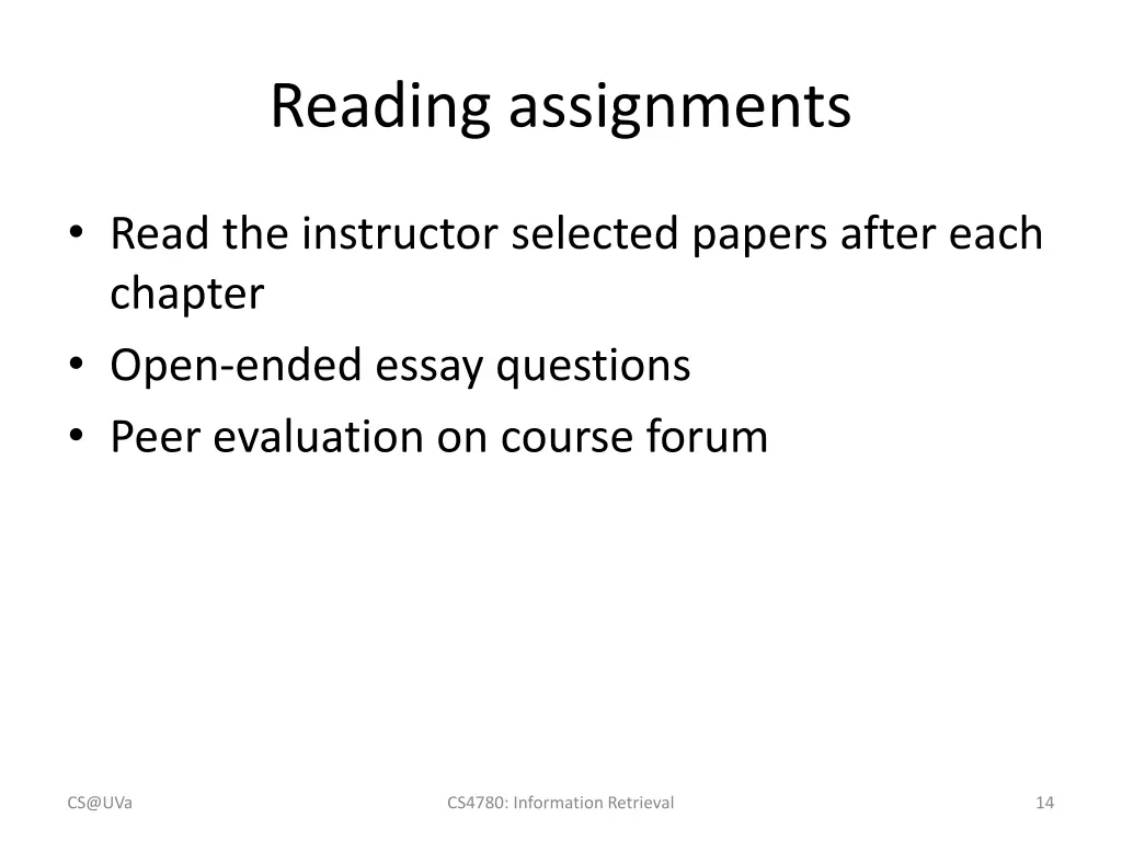 reading assignments