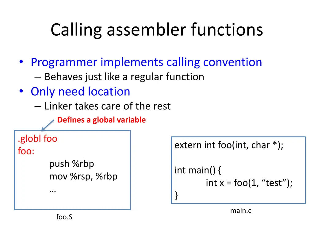 calling assembler functions