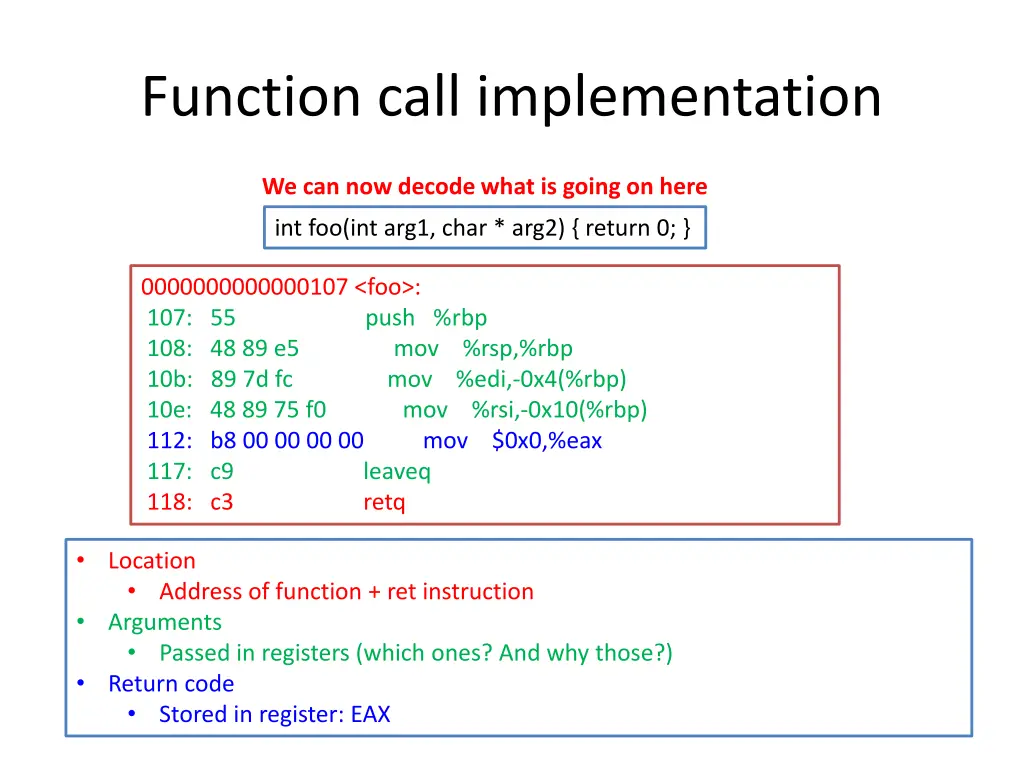 function call implementation