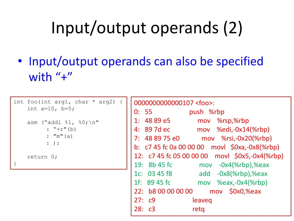 input output operands 2