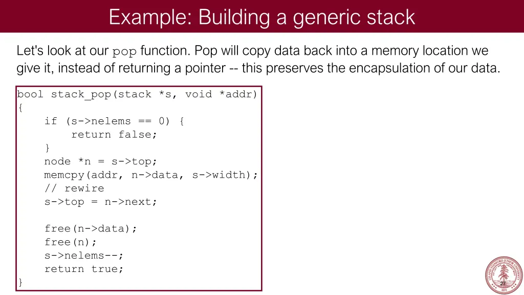example building a generic stack 17