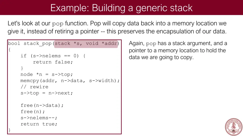 example building a generic stack 19