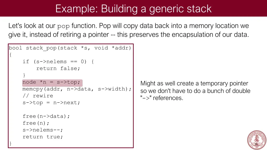 example building a generic stack 21