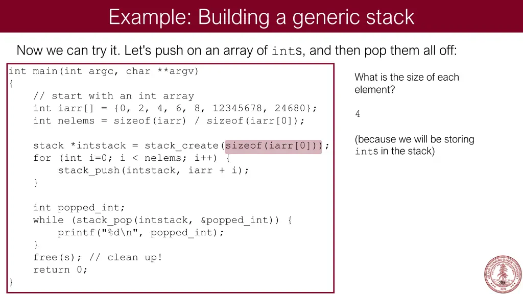 example building a generic stack 29