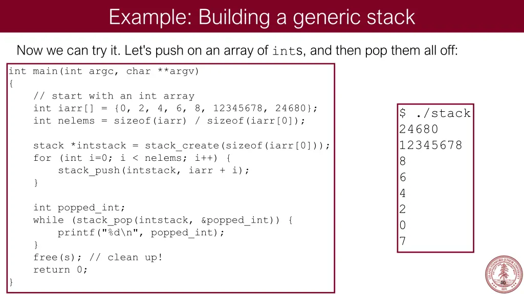 example building a generic stack 30