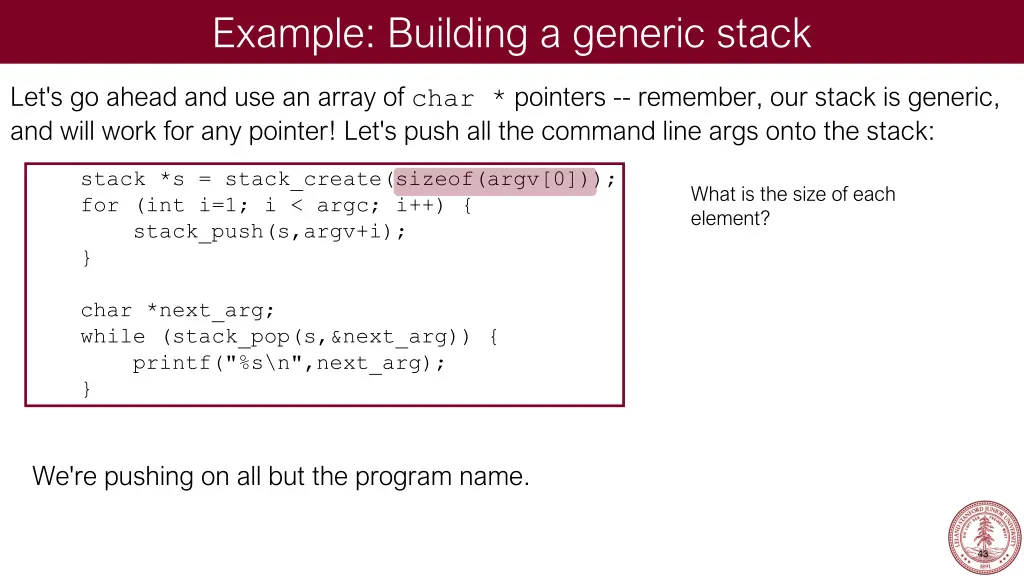 example building a generic stack 33
