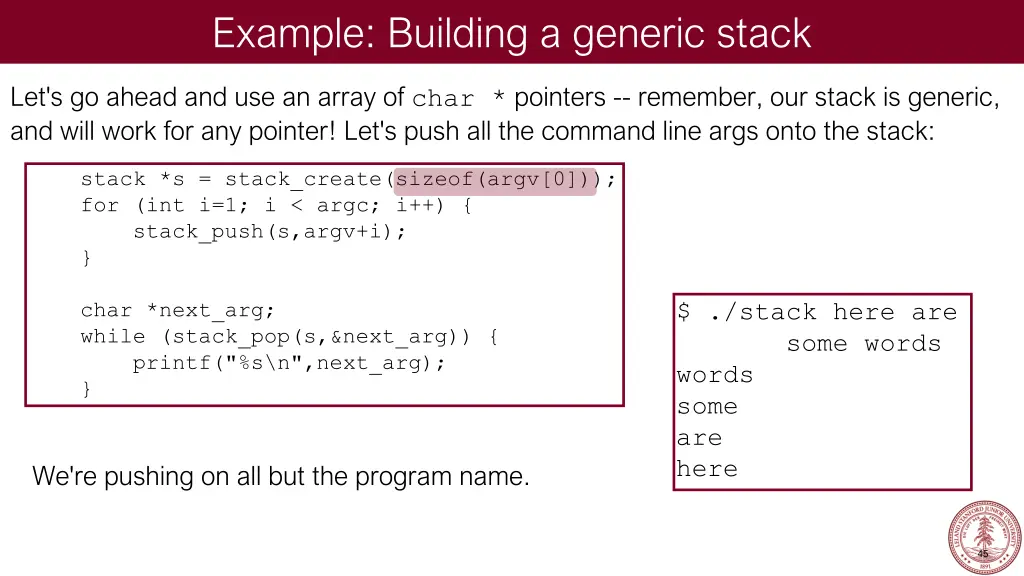 example building a generic stack 35