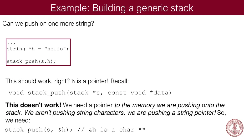example building a generic stack 37