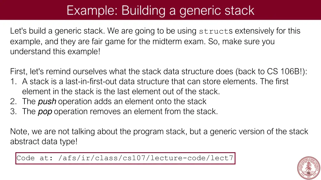 example building a generic stack