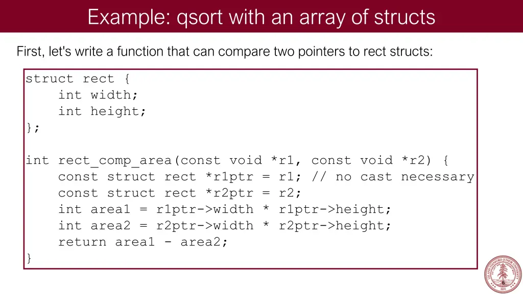example qsort with an array of structs 1