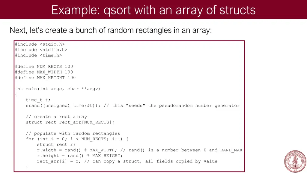 example qsort with an array of structs 2