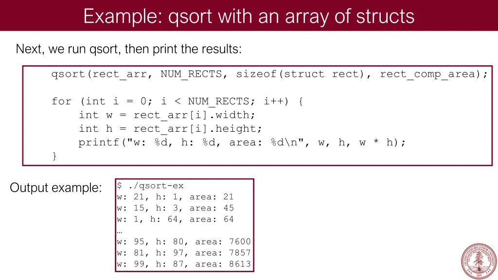 example qsort with an array of structs 3