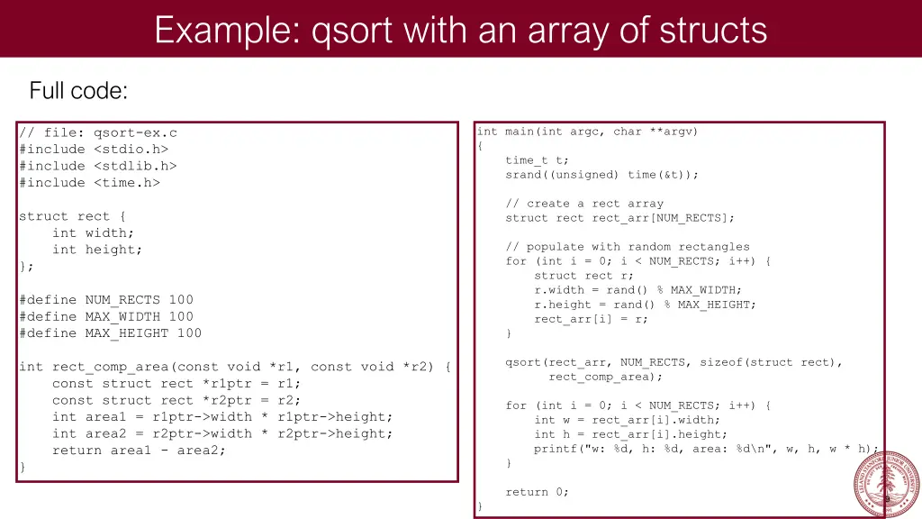 example qsort with an array of structs 4