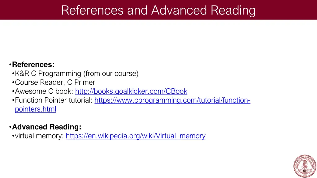 references and advanced reading