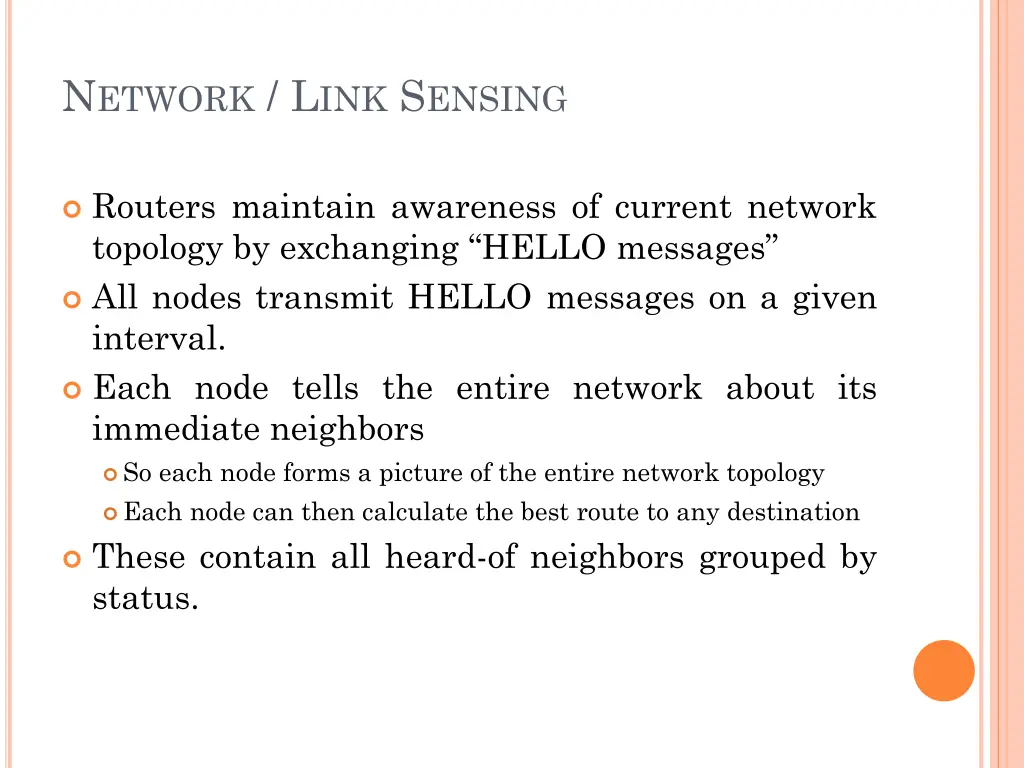 n etwork l ink s ensing