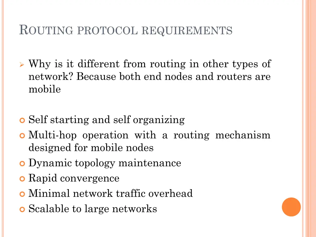 r outing protocol requirements