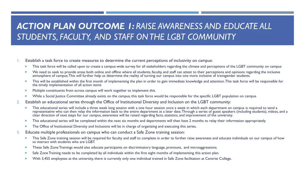 action plan outcome 1 raise awareness and educate