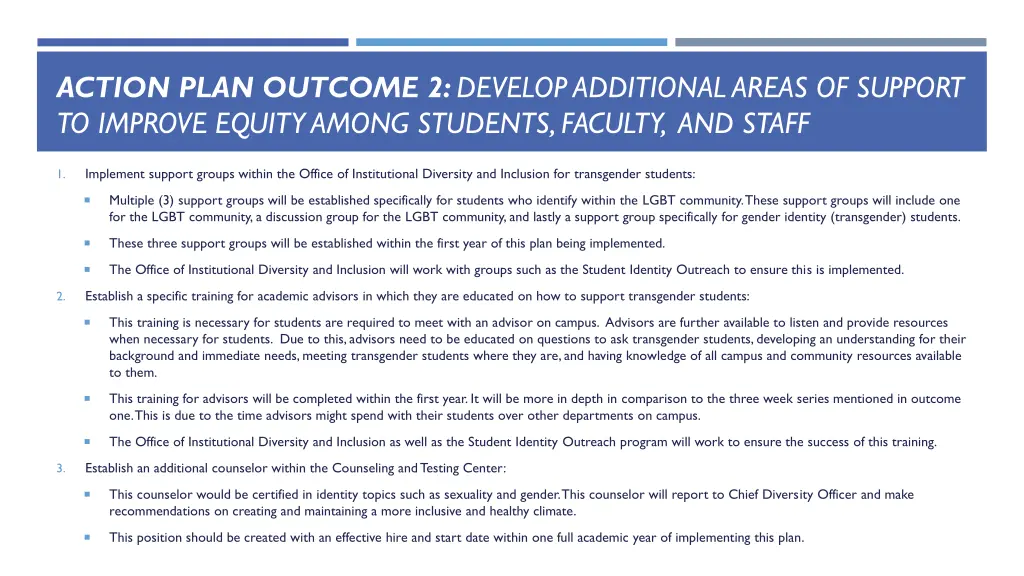 action plan outcome 2 develop additional areas