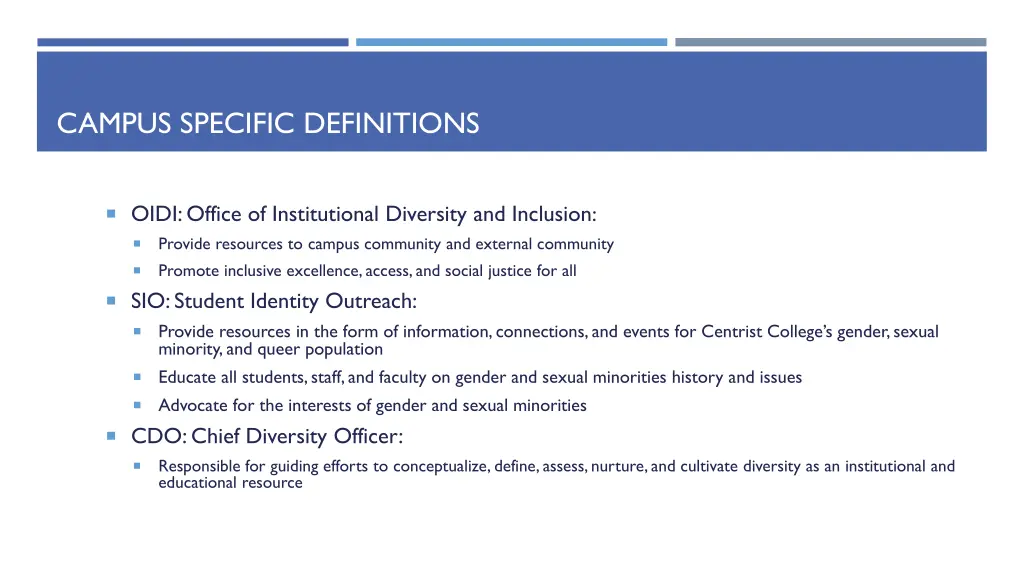 campus specific definitions