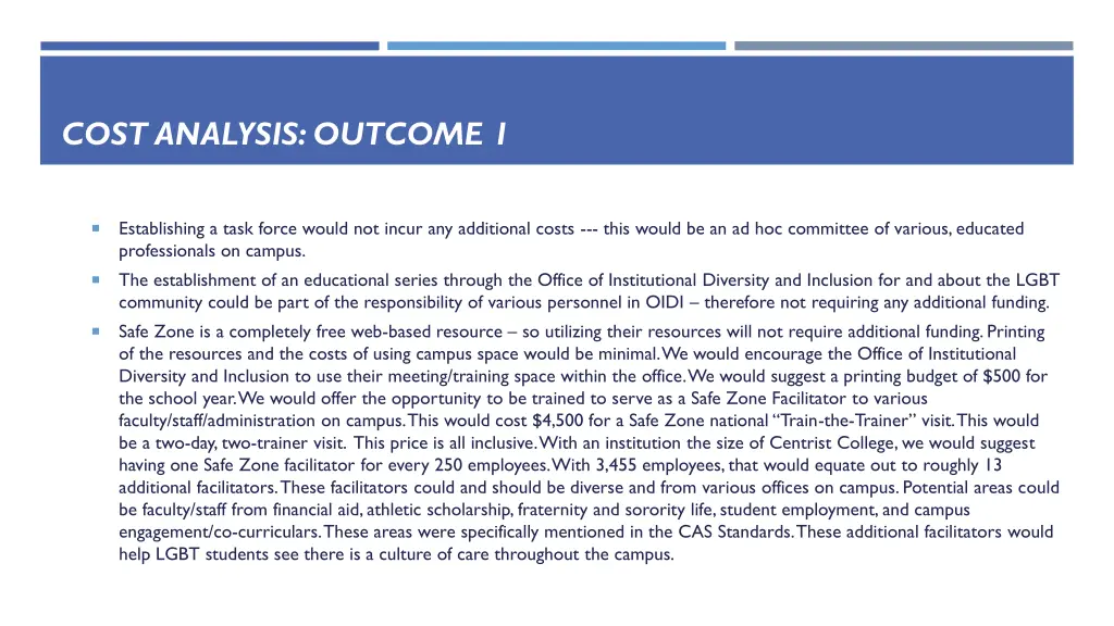 cost analysis outcome 1