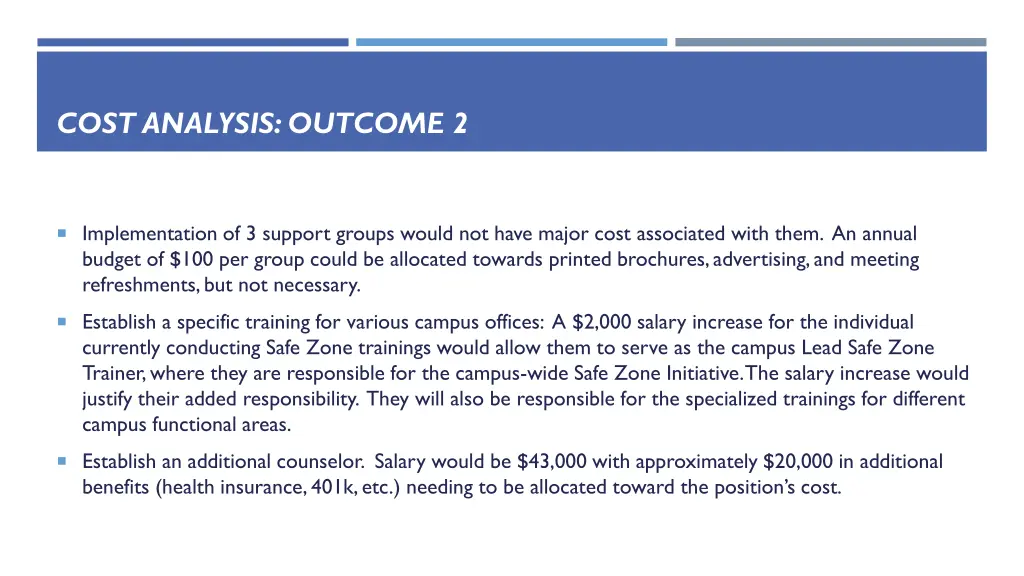 cost analysis outcome 2