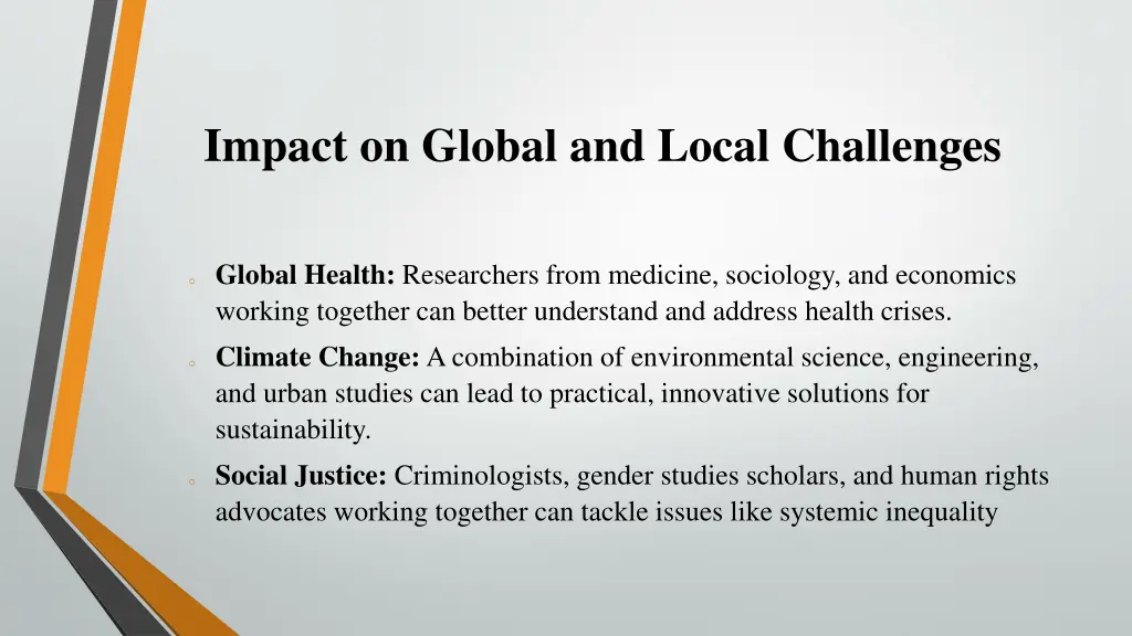 impact on global and local challenges