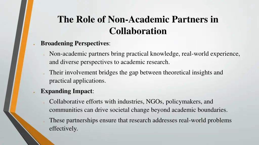 the role of non academic partners