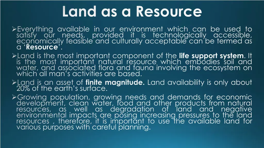 land as a resource