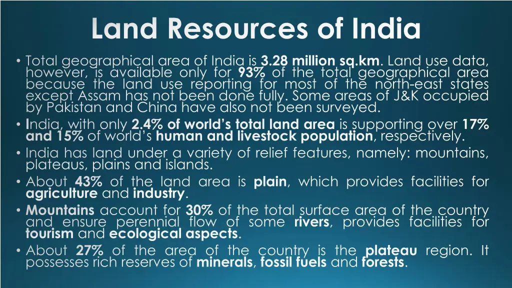 land resources of india total geographical area