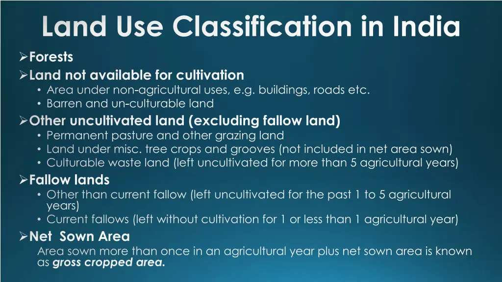 land use classification in india forests land