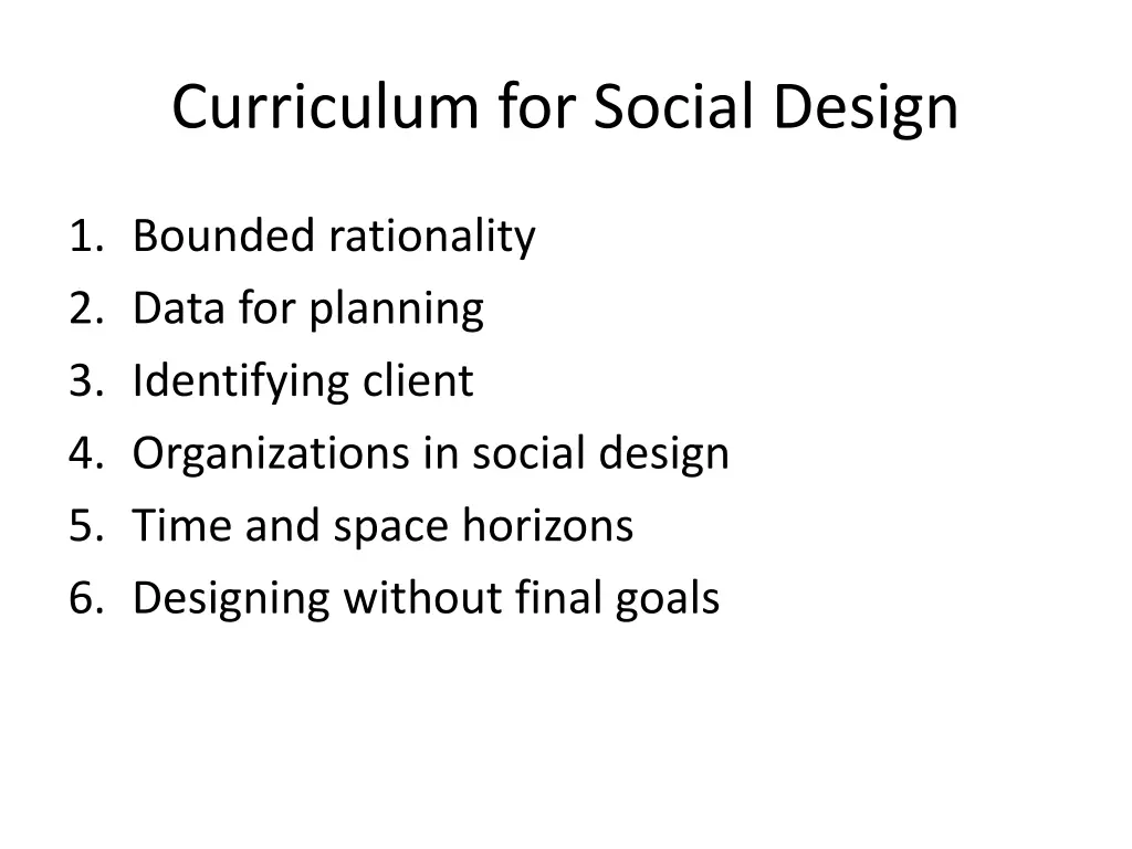 curriculum for social design