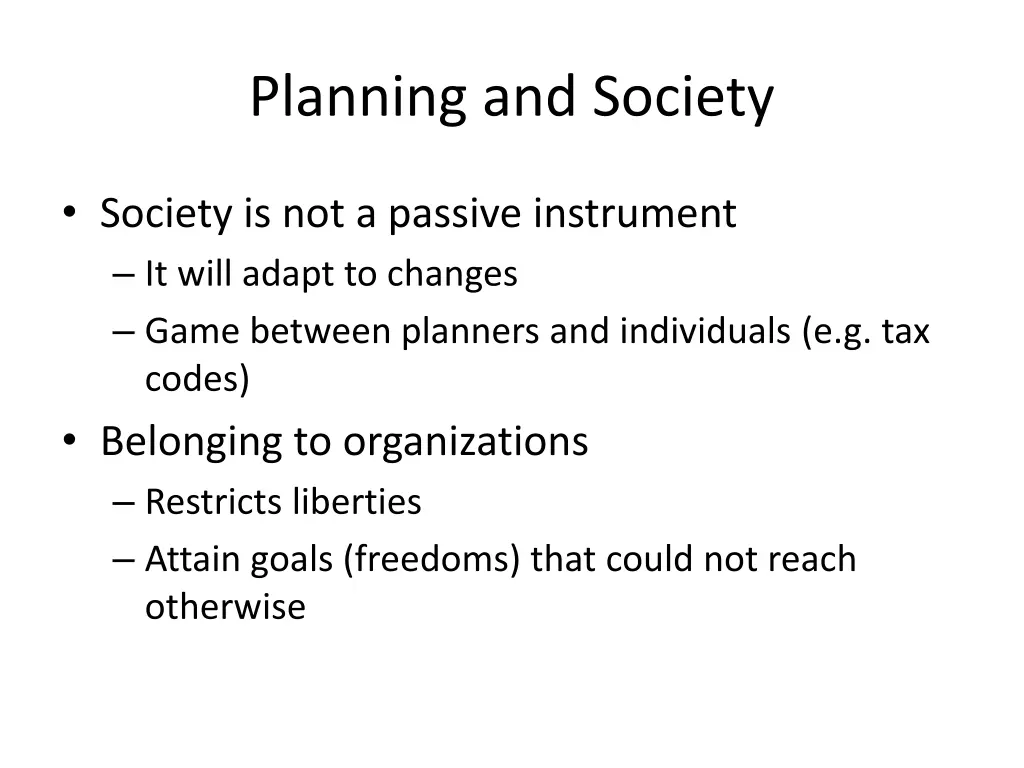 planning and society