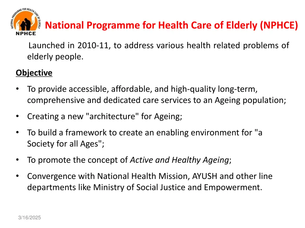 national programme for health care of elderly