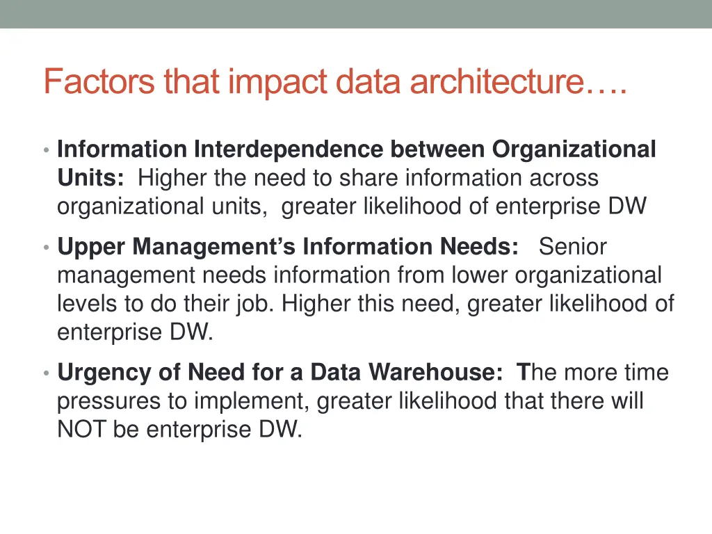 factors that impact data architecture