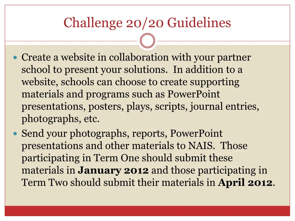 challenge 20 20 guidelines 2