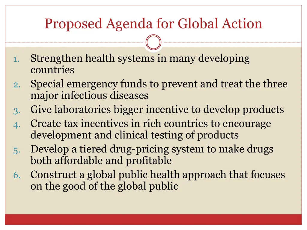 proposed agenda for global action