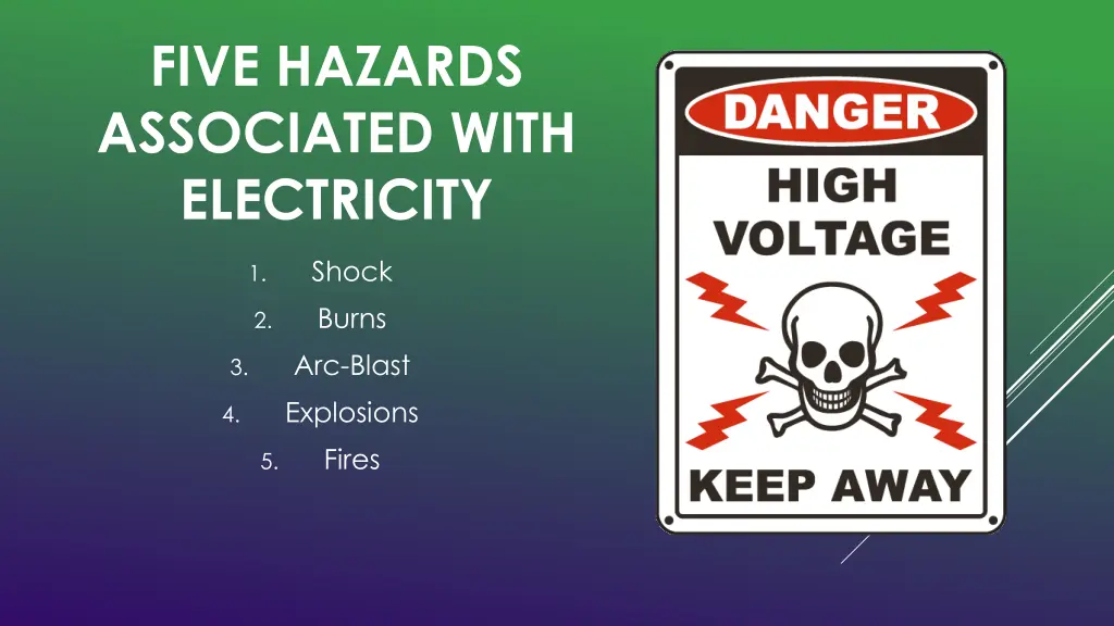 five hazards associated with electricity