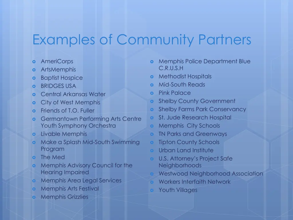 examples of community partners