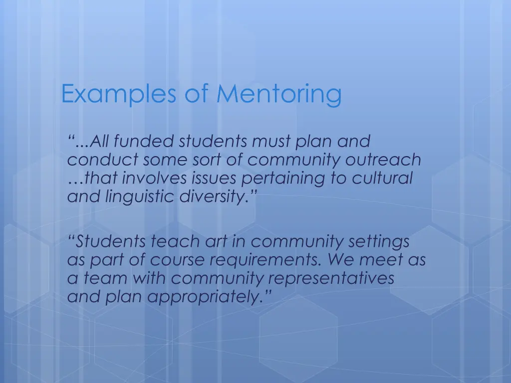 examples of mentoring