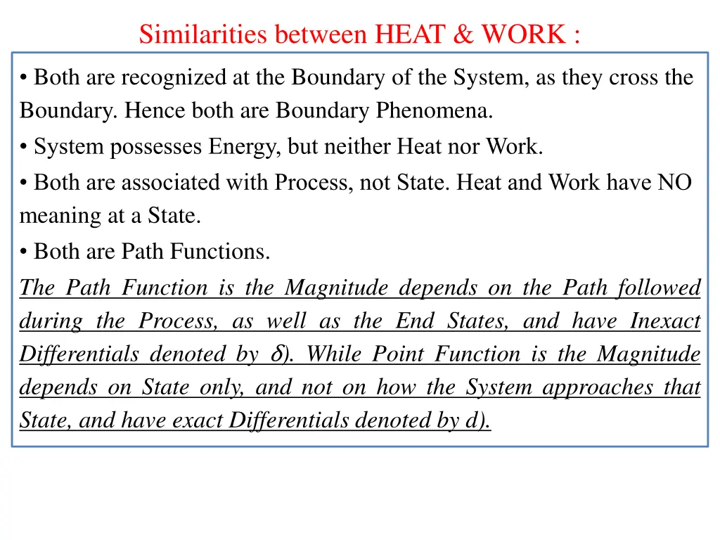 similarities between heat work