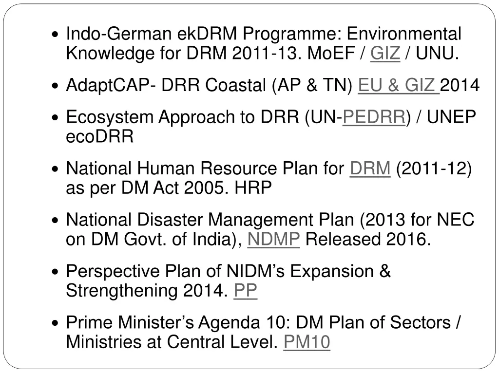 indo german ekdrm programme environmental