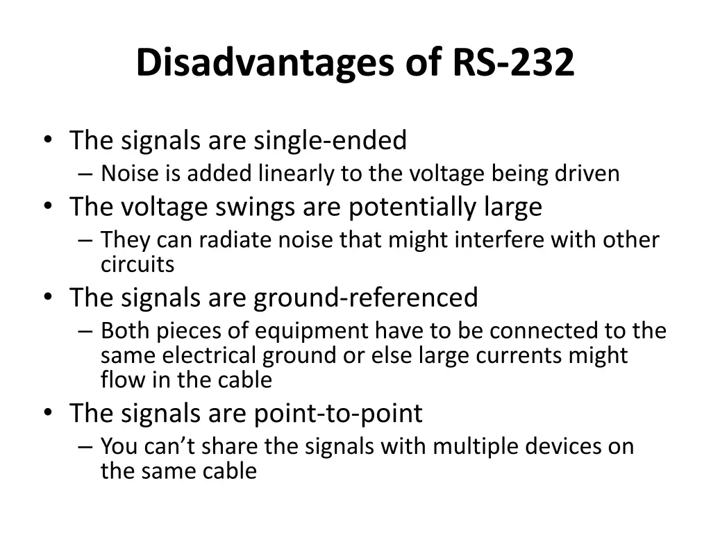 disadvantages of rs 232