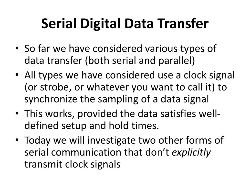 serial digital data transfer