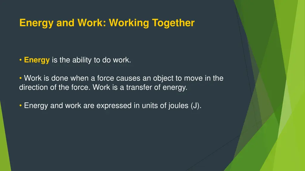 energy and work working together