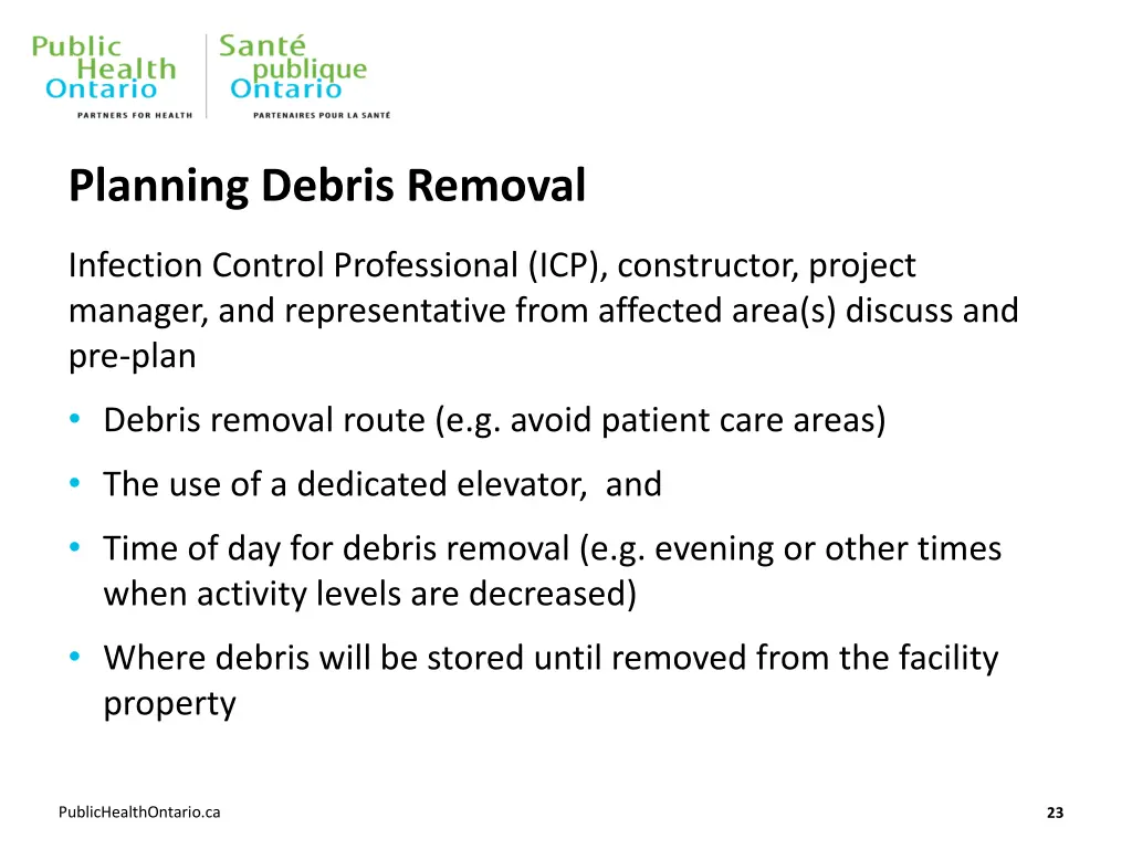 planning debris removal